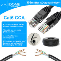 CAT6 UTP Networking Ethernet Data Cable WATERPROOF (BLACK) CCA-300M