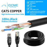 CAT5e UTP Solid Copper Networking Ethernet Data Cable WaterProof (BLACK) 100M