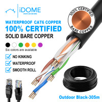 CAT6 UTP Solid Copper Networking Ethernet Data Cable WaterProof (BLACK) 300M