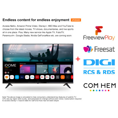 iDOME 43" LED SMART TV HD Ready 3xHDMI 2xUSB WIFI FREEVIEW T2 ANDROID 13 220v UK Additional image #2 for iDOME 43" LED SMART TV HD Ready 3xHDMI 2xUSB WIFI FREEVIEW T2 ANDROID 13 220v UK